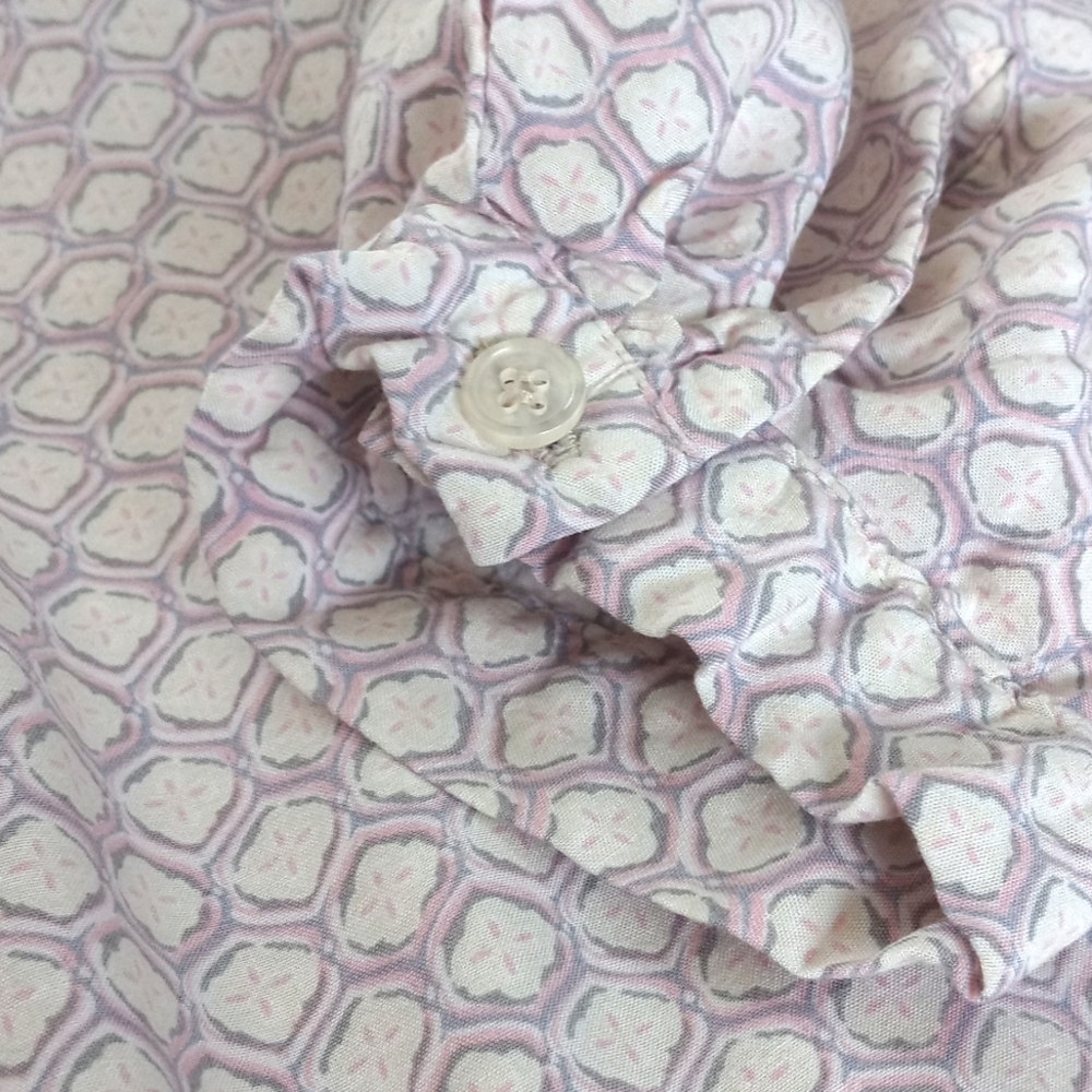 Cynthia Rowley Women's Lavender & Cream Abstract Motif Rayon 3/4 Sleeve Blouse M - Picture 6 of 11